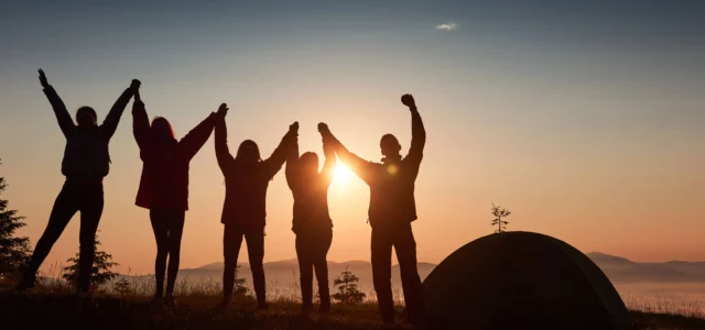 Team meeting at sunrise