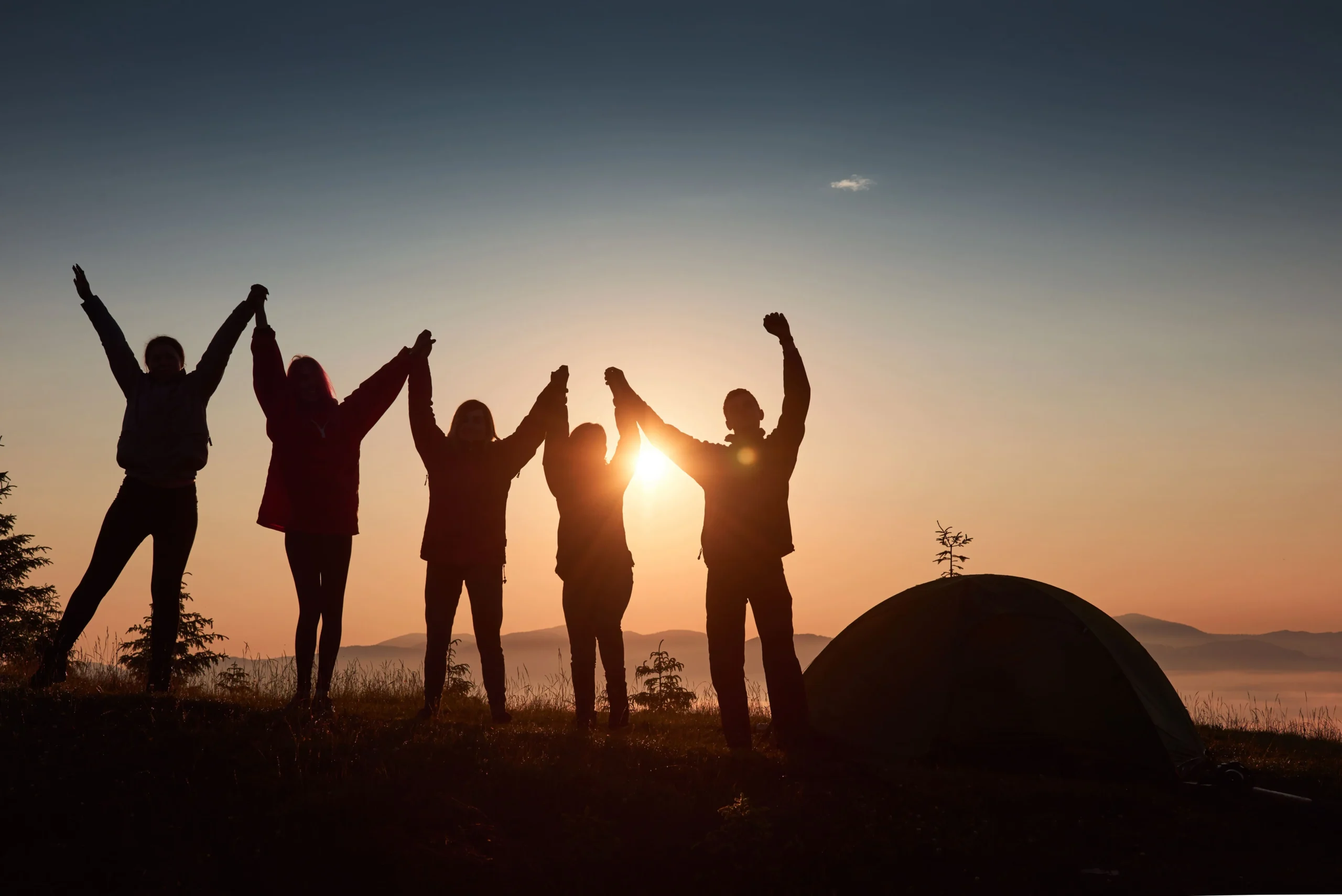 Team meeting at sunrise