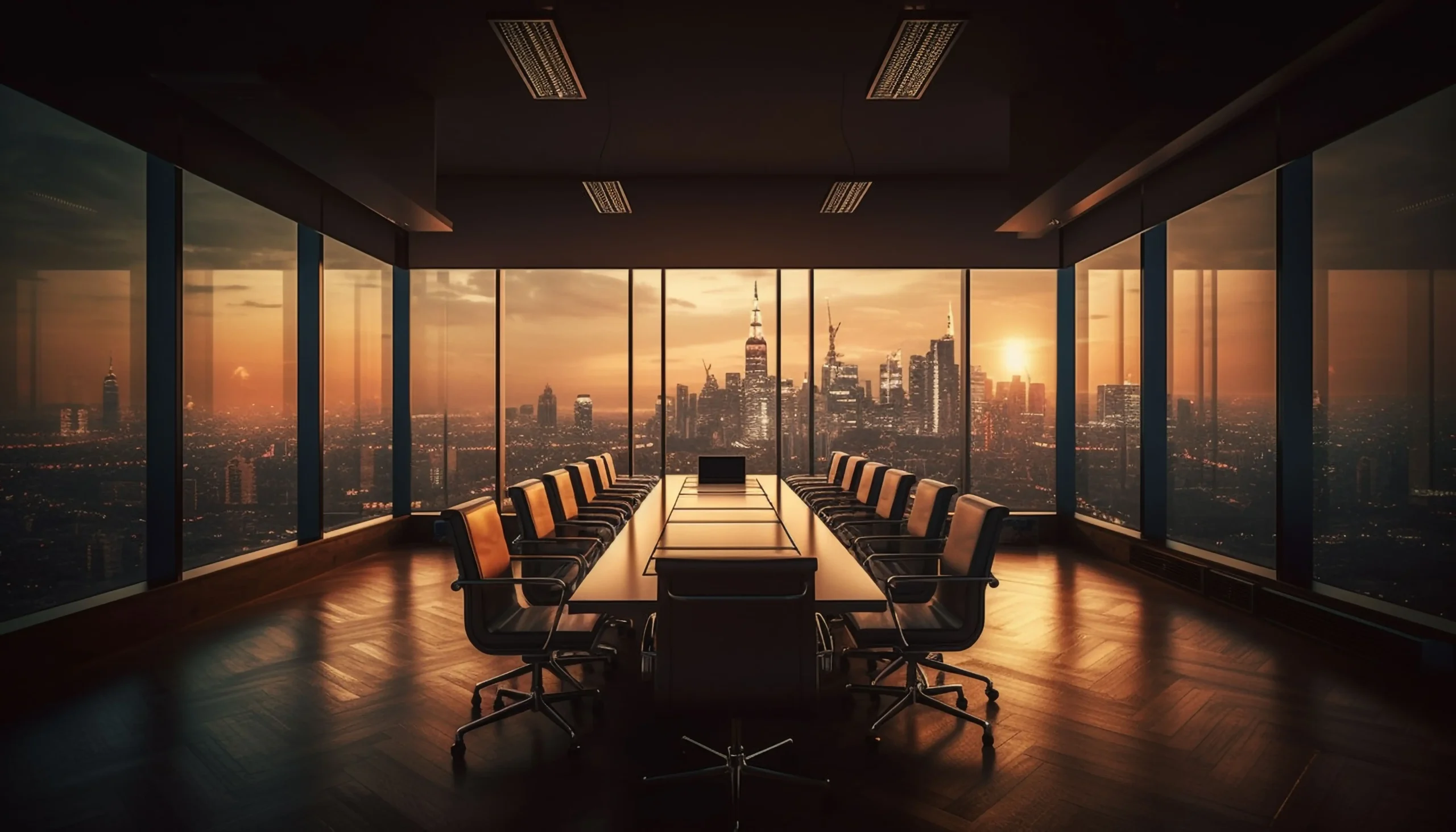 Boardroom at dusk