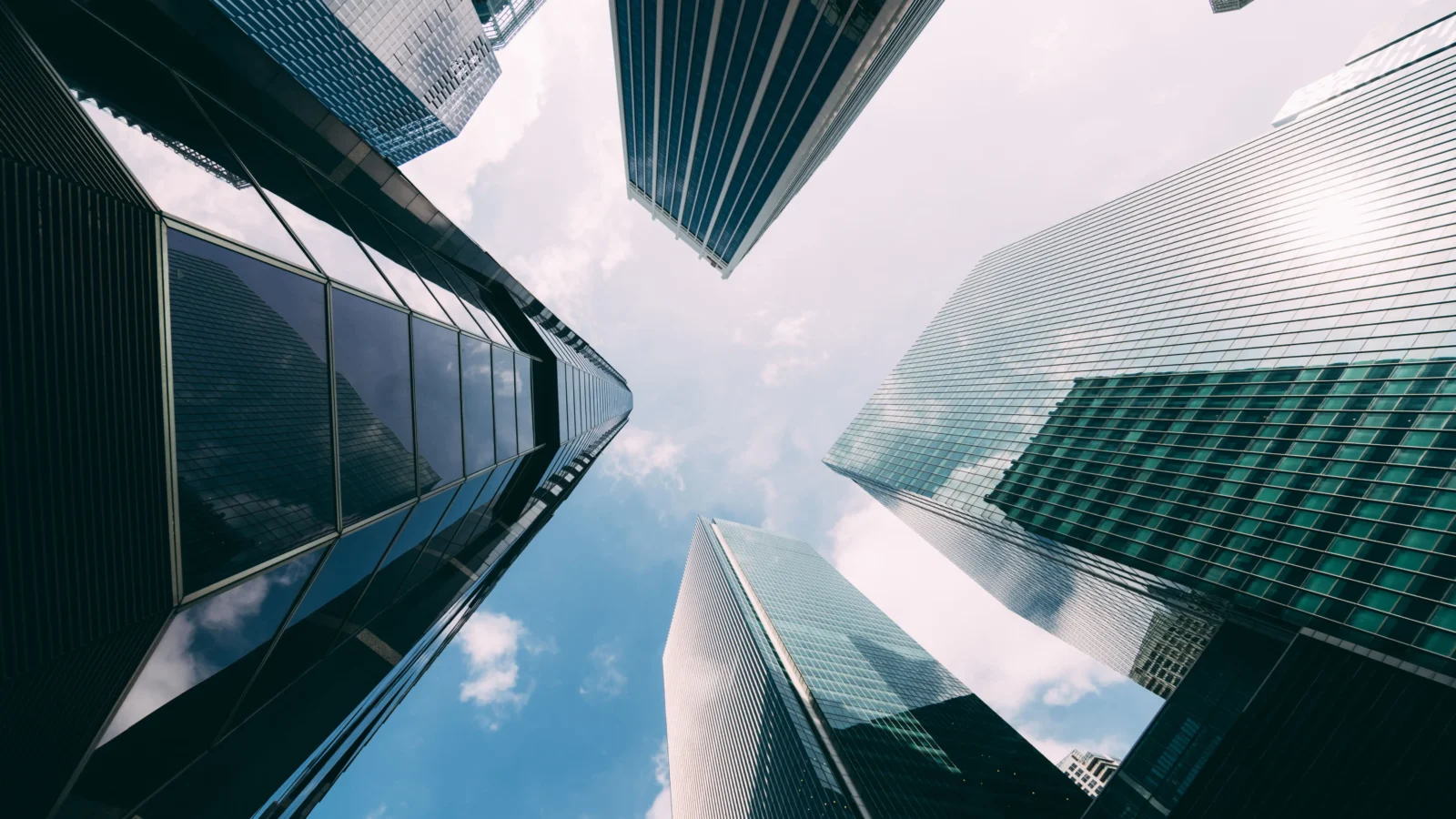 Upward view of glass towers